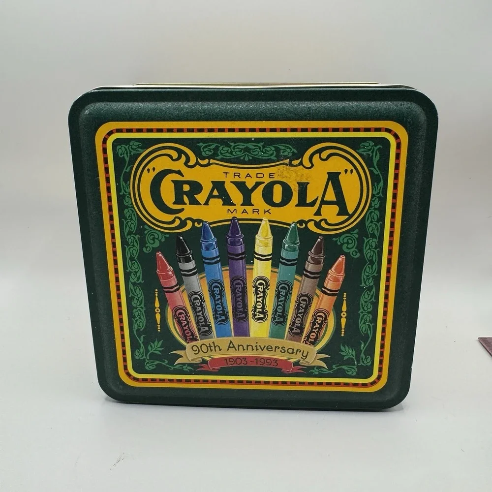 VTG Crayola 90th Anniversary 1903 1993 Tin Box 64‎ Count Crayons Storage Case